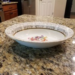 Vintage 1940's Superior China Warranted 22K Gold Oval Serving Bowl