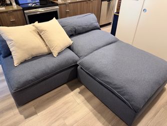 Crate & Barrel Lotus Loveseat + Ottoman