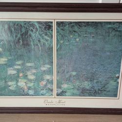 🖼️ Large Framed Claude Monet “Water Lilies” Wall Art – 28” x 39.5”