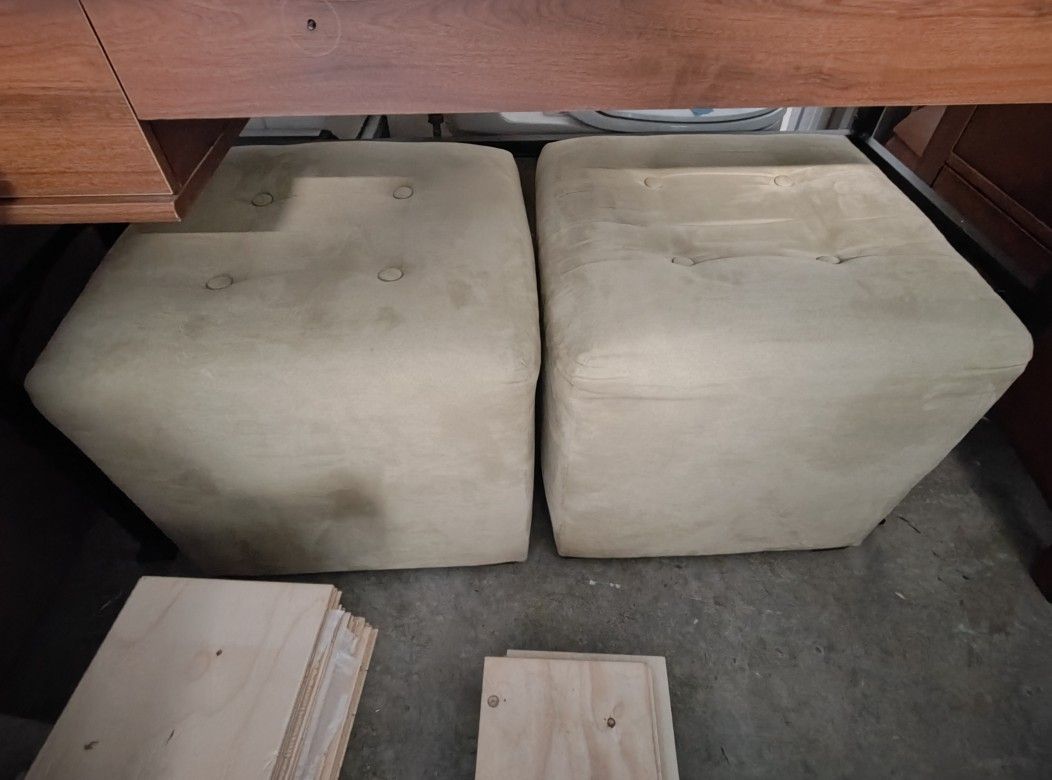 2 Green Cloth Stools