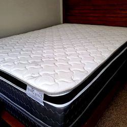 NEW QUEEN PILLOW TOP MATTRESS WITH BOX SPRING ♨️ Bed frame is not available