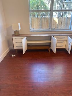 Mid-Century Credenza Console + Lamp — $75 Each, $100 With Lamp, $200 for Both