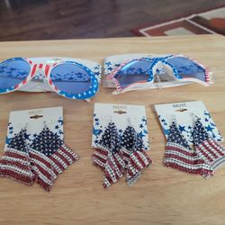 New America 4th Of July $5 Each Sunglasses Or Earrings 