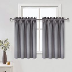 Grey Blackout Curtains for Small Window 42x36