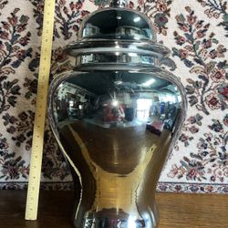 Large Silver Porcelain Jar