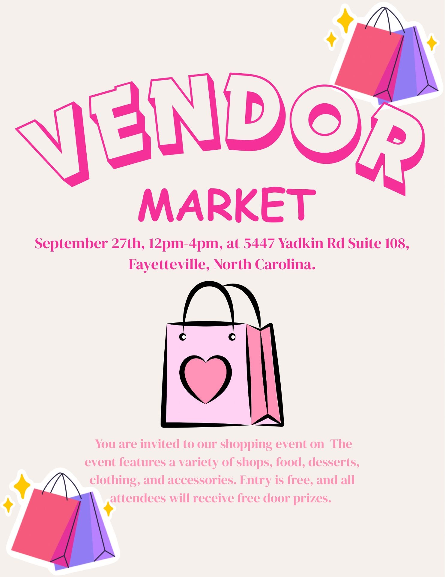 Vendor Market Free Entry And Door Prizes