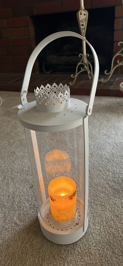 White candle lantern 18” high Candle included