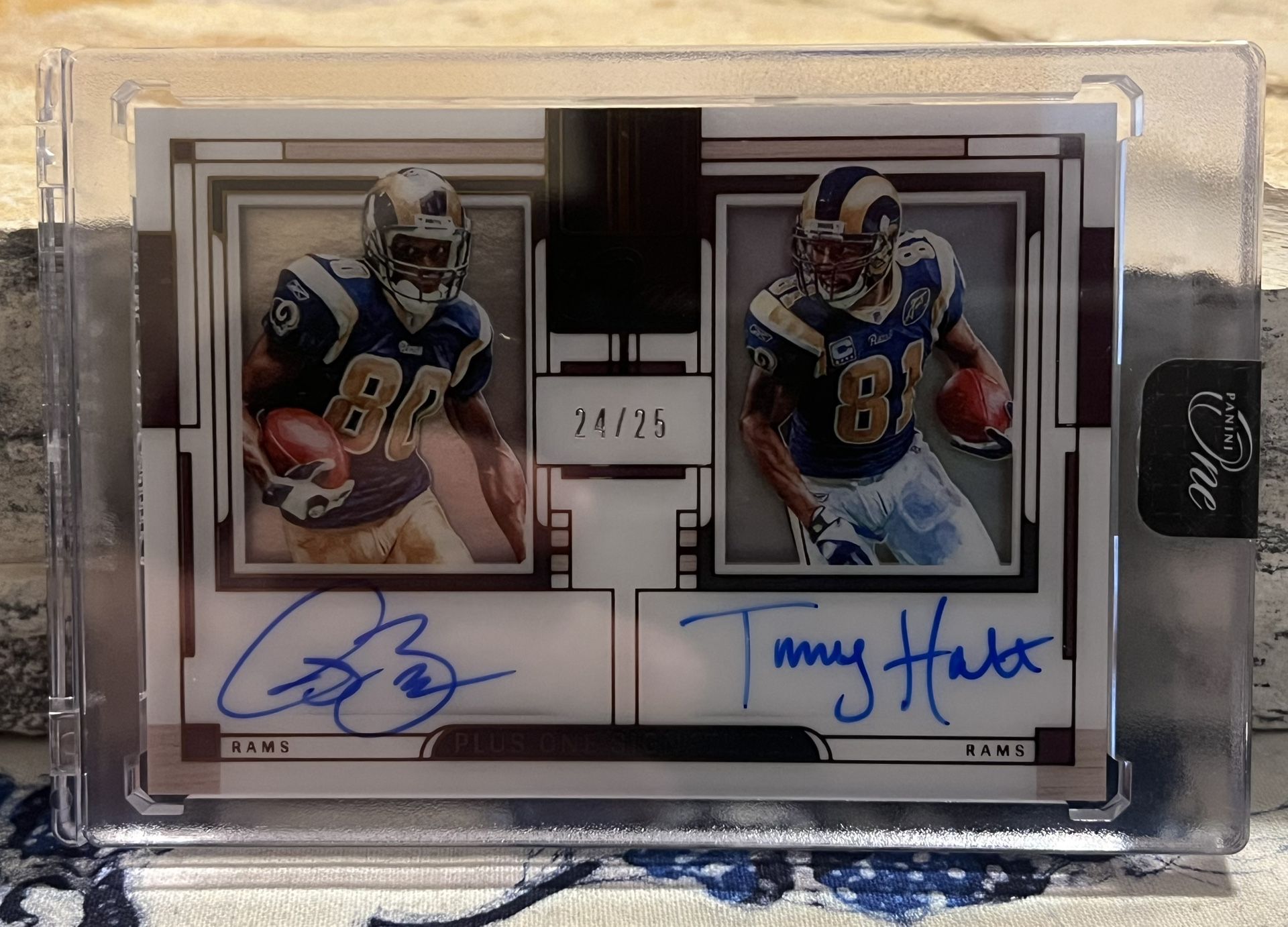 Panini One Isaac Bruce & Tory Holt Dual Autographed Card Numbered 24/25