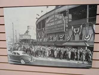 Vintage Chicago Cubs Wrigley Field Black And White Wall Decor Art Print Historical