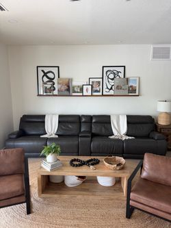 Vance Grey Leather recliner Couch with Storage Console, Wireless Charging, Pop Out Cupholders & USB, etc.