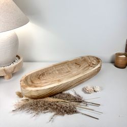 Rustic farmhouse style decorative paulownia tray 24” long - Beige