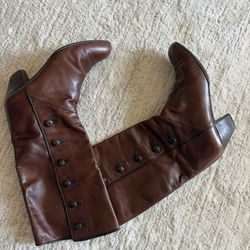 Brown Leather Knee High Boots- Italian Leather Size 8