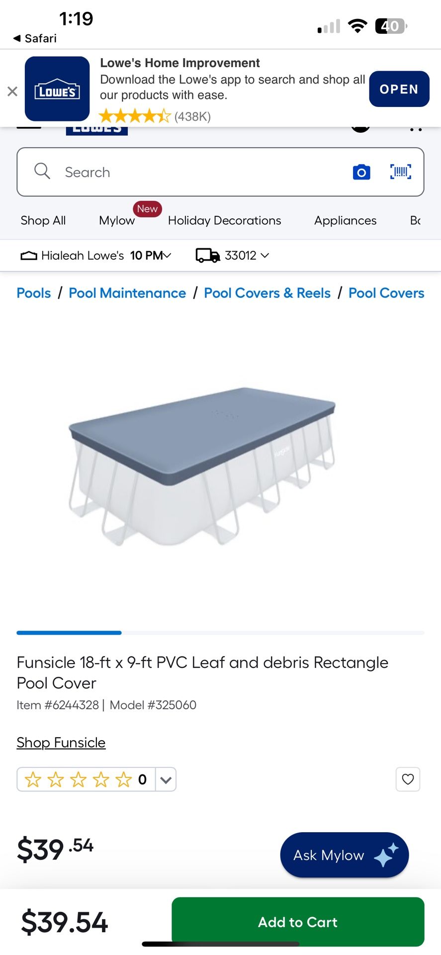 Pool Cover 18ftx9ft Funsicle Lap Pools