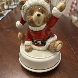 Vintage Otagiri Santa Bear Music Box Turns Handcrafted Japan