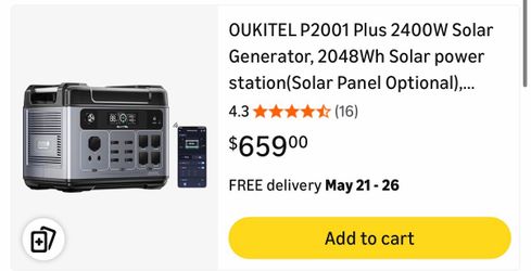 OUKITEL P2001 Plus Portable Power Station 2400W/2048Wh Solar Generator LFBattery