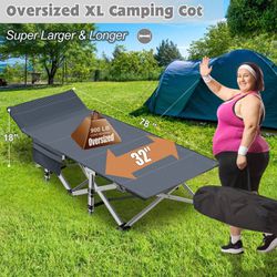  Sleeping Cots 78*x32'' With Cushion Carry Bag XXL Oversized Camping Bed