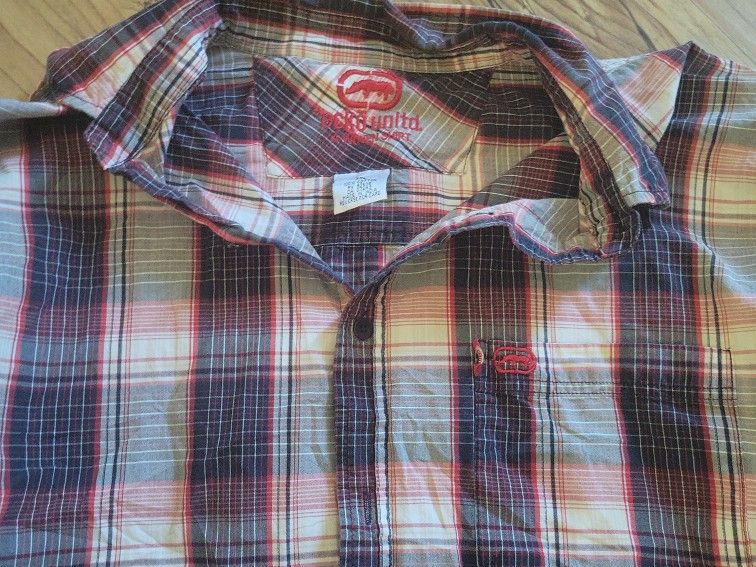 Ecko Unltd Men's Blue Plaid Long-Sleeve Button Front Casual Shirt Size XXL