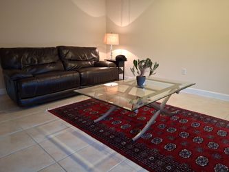 Glass Top Coffee Table with Metal Base