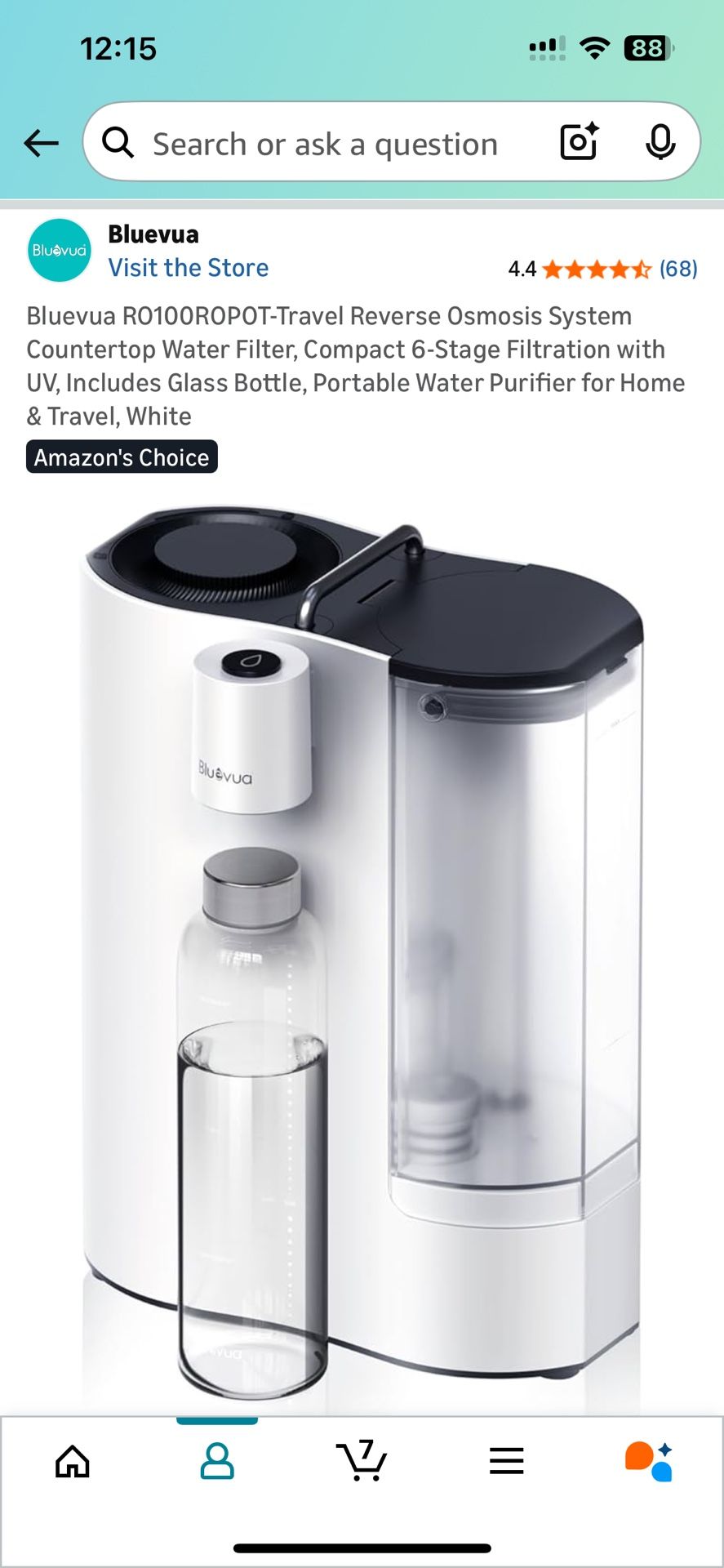 Bluevua RO100ROPOT-Travel Reverse Osmosis System 