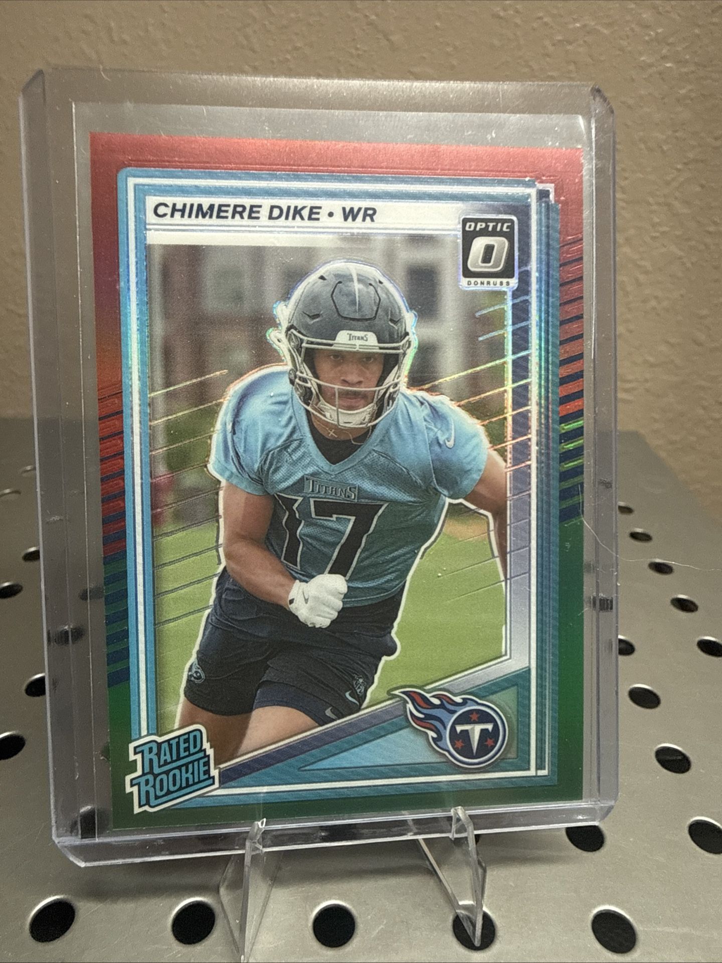 2025 Panini- Rated Rookie Chimere Dike #387 Optic Preview Red & Green Prizm (RC)