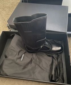 Dolce & Gabbana Black Leather Lace-Up Boot