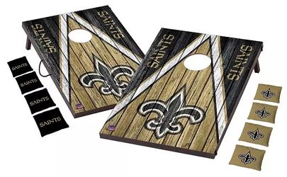 NFL New Orleans Saints Solid Wood Cornhole Boards w/ Bags for Yard, Tailgates, Parties - 2’x3’ - BRAND NEW STILL IN BOX