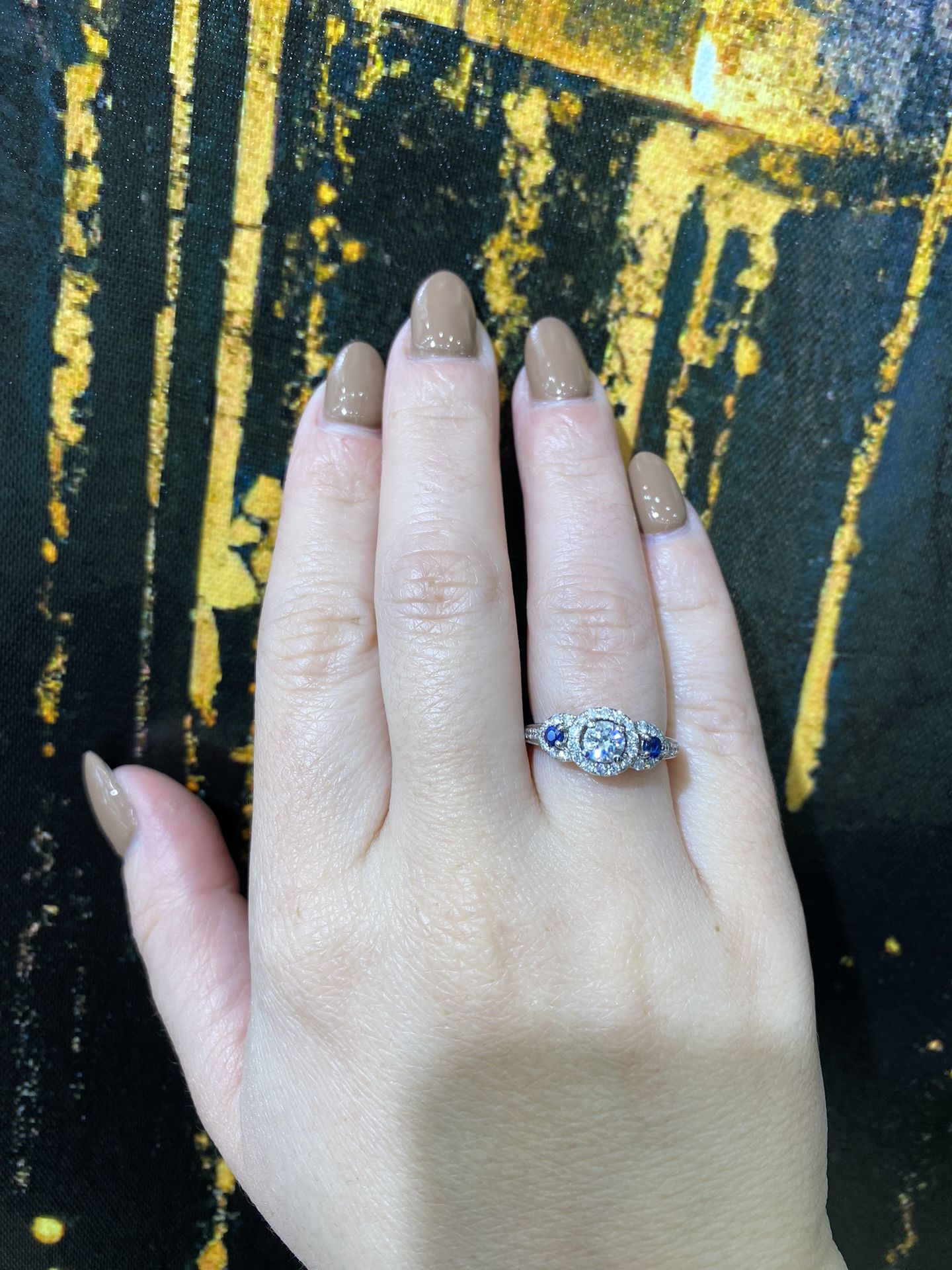 14k DIAMOND SAPPHIRE RING 