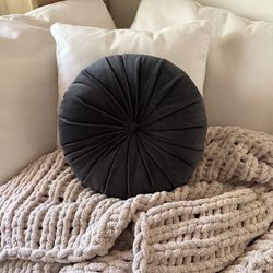 Modern Rich Velvet Pleated Round Throw Pillow Modern Circle Joybird