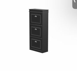 Haotian Black 3-Drawer Shoe Cabinet