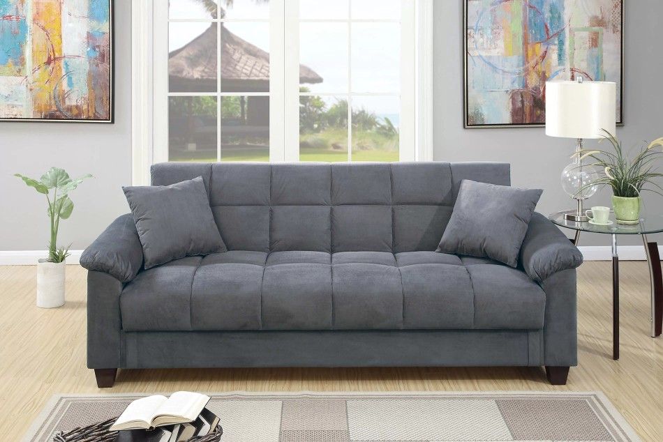 Brand New Grey Futon Sofa Storage Sleeper