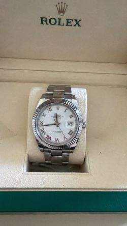 Rolex Datejust 41mm – White Roman Dial – Fluted Bezel – Box & Papers – 2019