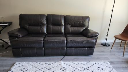 Tomlin Top Leather Power Recliner Sofa