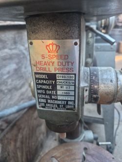 King 5 speed heavy duty drill press