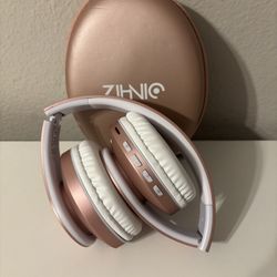 Gold ZIHNIC Bluetooth Headphones Over-Ear, Foldable Wireless With Case 