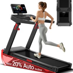 Foldable Treadmill 20% AUTO Incline with Pulse Sensors 8.7MPH