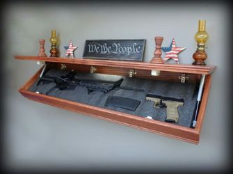 47"XL Oak Hidden Compartment Concealment Shelf