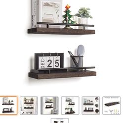 AKKO Floating Shelves for Wall, Set of 2 Rustic Wood Wall Mounted Storage Shelves, Perfect Home Decor for Bathroom, Farmhouse, Kitchen, Bedroom and Li
