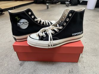 Rare Limited Edition Topgolf Black and White Converse Chucks High Top Sneaker Shoes 9