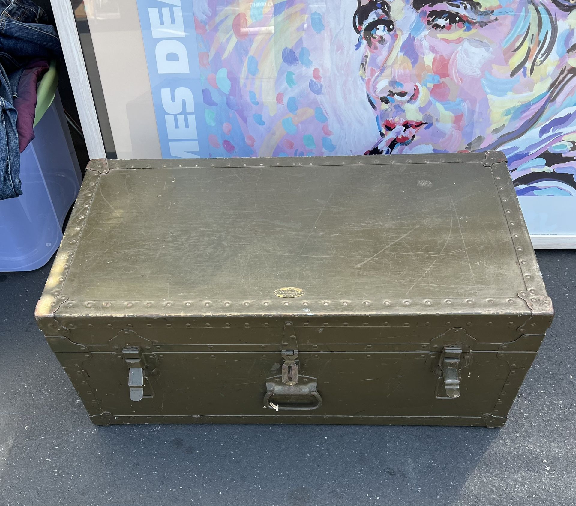 1949 Doehler Metal Products Army Navy Marines Air Firce Chest Trunk