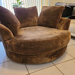 Brown Rounder Couch Seat Corduroy 