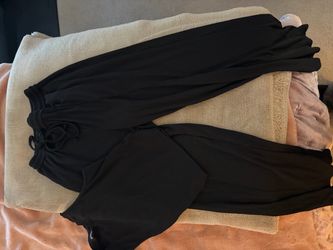 Black Ribbed Lounge Set