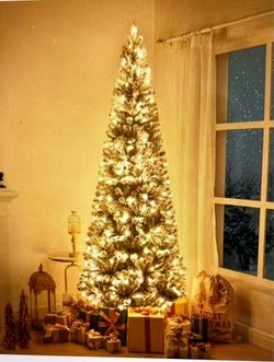 9 ft Pre-lit Snowy Christmas Tree