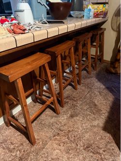 Wood Barstools Set of 4