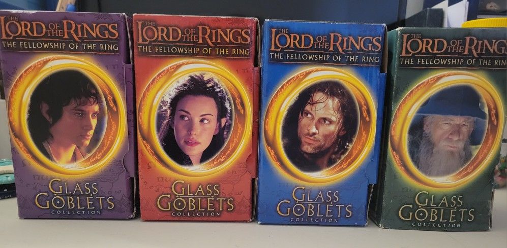 4 The Lord Of The Rings  Glass Goblets Collection 