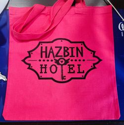 Hazbin Hotel and Vox Logo Tote Bags