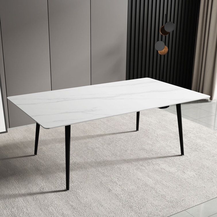 Demi-Mae Stone Top Metal Base Dining Table