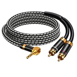 Audiophile 3.5mm to 2RCA Stereo Audio Cable, Silver-Plated Copper Core, 9.8ft/3m