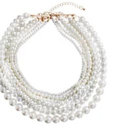 White Pearl Multistrand Choker 18" 