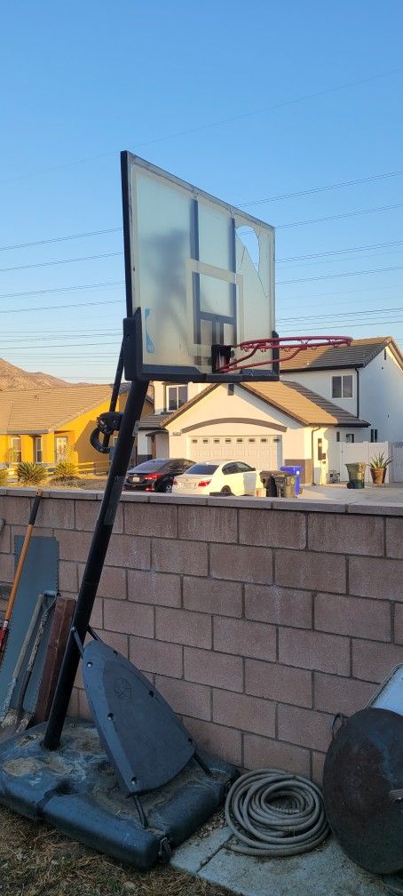 Basketball Hoop Outdoor 44-48Inch , 5.3-10FT Height Adjustable Basketball Hoop Goal System with Portable Wheels