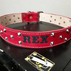 Dog collar 100%leather S,M,L,XL custom with dog name (collares para perros grandes)